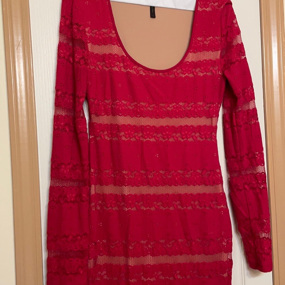 Classic scoop neck red BCBG dress size S.